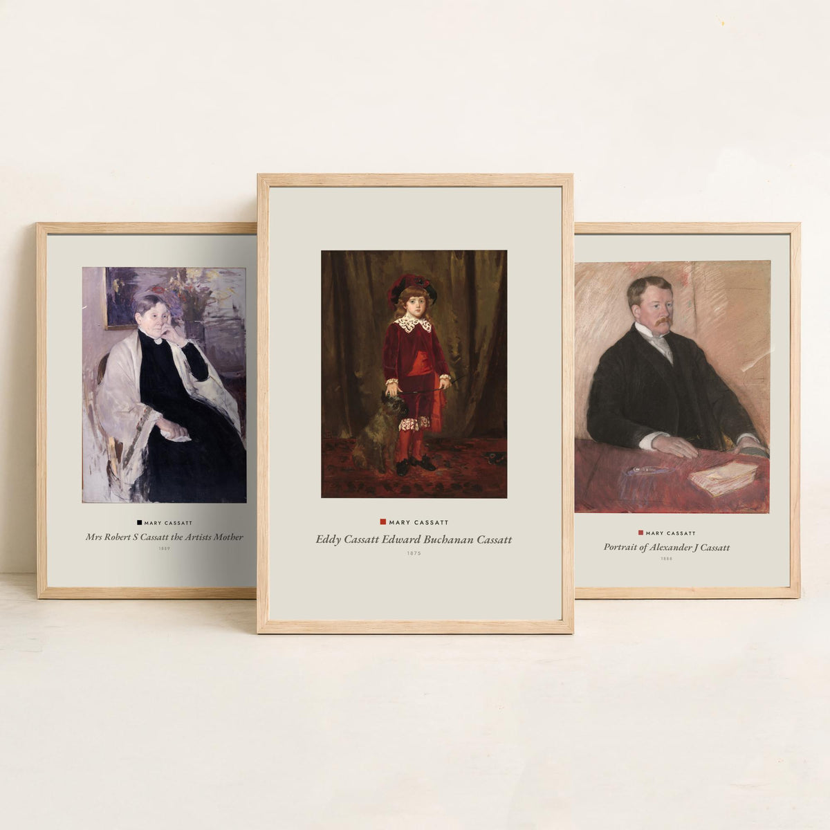 Set of Three Mary Cassatt Art Prints - 3 Family Portrait Paintings - Poster Giclee Museum Gift - Mrs Cassatt Alexander Cassatt Eddy Cassatt