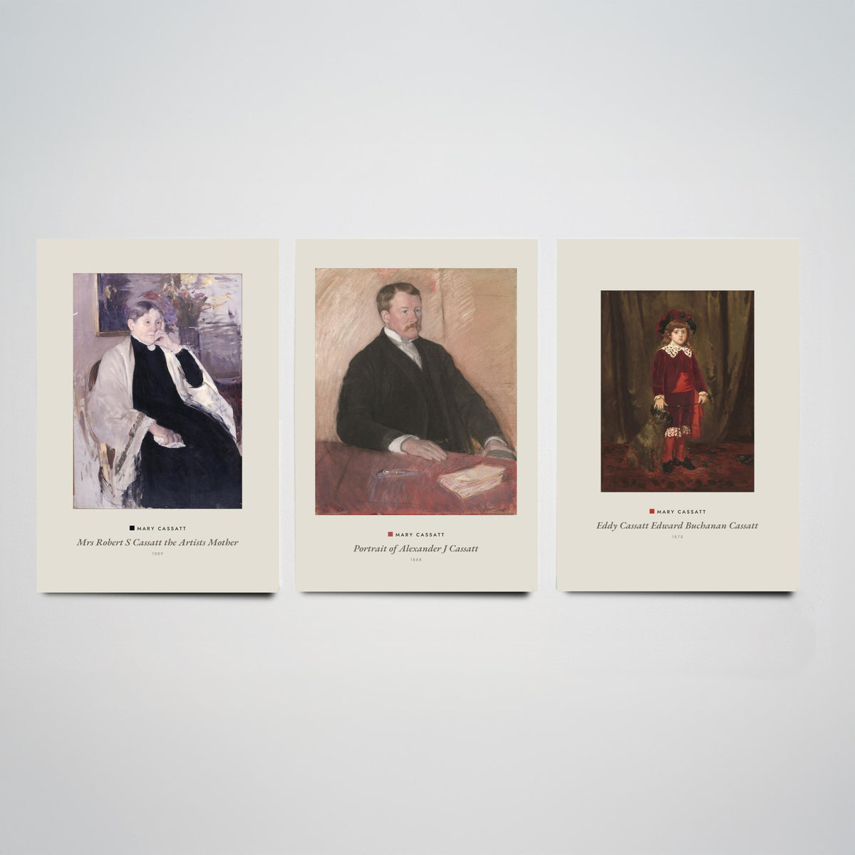 Set of Three Mary Cassatt Art Prints - 3 Family Portrait Paintings - Poster Giclee Museum Gift - Mrs Cassatt Alexander Cassatt Eddy Cassatt