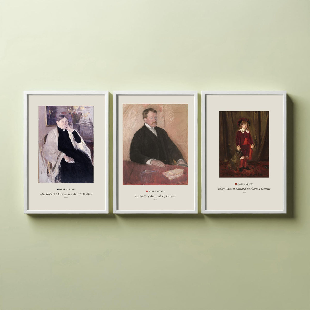 Set of Three Mary Cassatt Art Prints - 3 Family Portrait Paintings - Poster Giclee Museum Gift - Mrs Cassatt Alexander Cassatt Eddy Cassatt