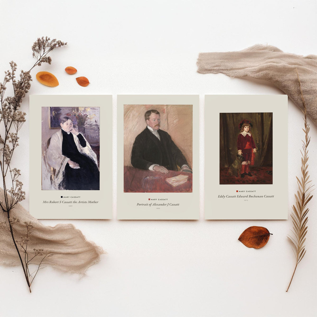 Set of Three Mary Cassatt Art Prints - 3 Family Portrait Paintings - Poster Giclee Museum Gift - Mrs Cassatt Alexander Cassatt Eddy Cassatt