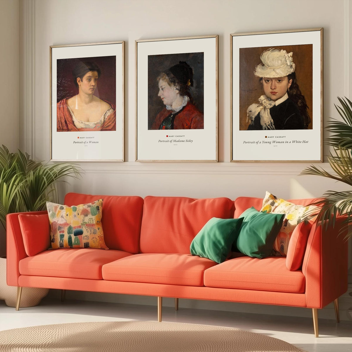 Set of Three Mary Cassatt Art Prints - 3 Portrait Paintings - Poster Giclee Museum - Portrait of a Woman Madame Sisley Woman in a White Hat