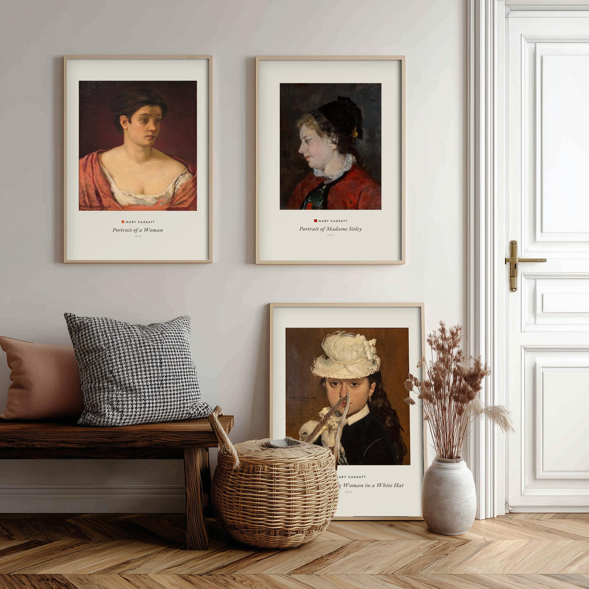 Set of Three Mary Cassatt Art Prints - 3 Portrait Paintings - Poster Giclee Museum - Portrait of a Woman Madame Sisley Woman in a White Hat