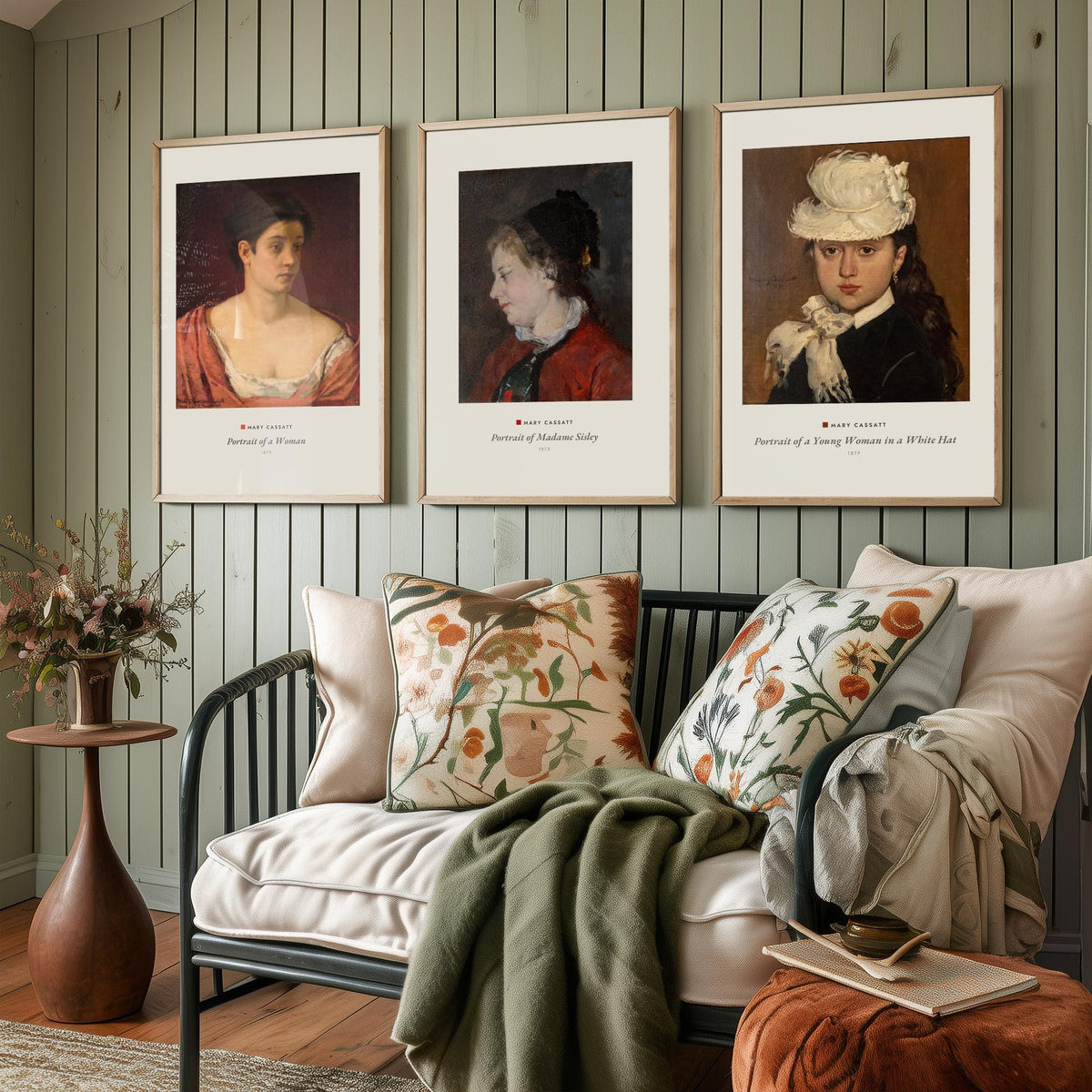 Set of Three Mary Cassatt Art Prints - 3 Portrait Paintings - Poster Giclee Museum - Portrait of a Woman Madame Sisley Woman in a White Hat