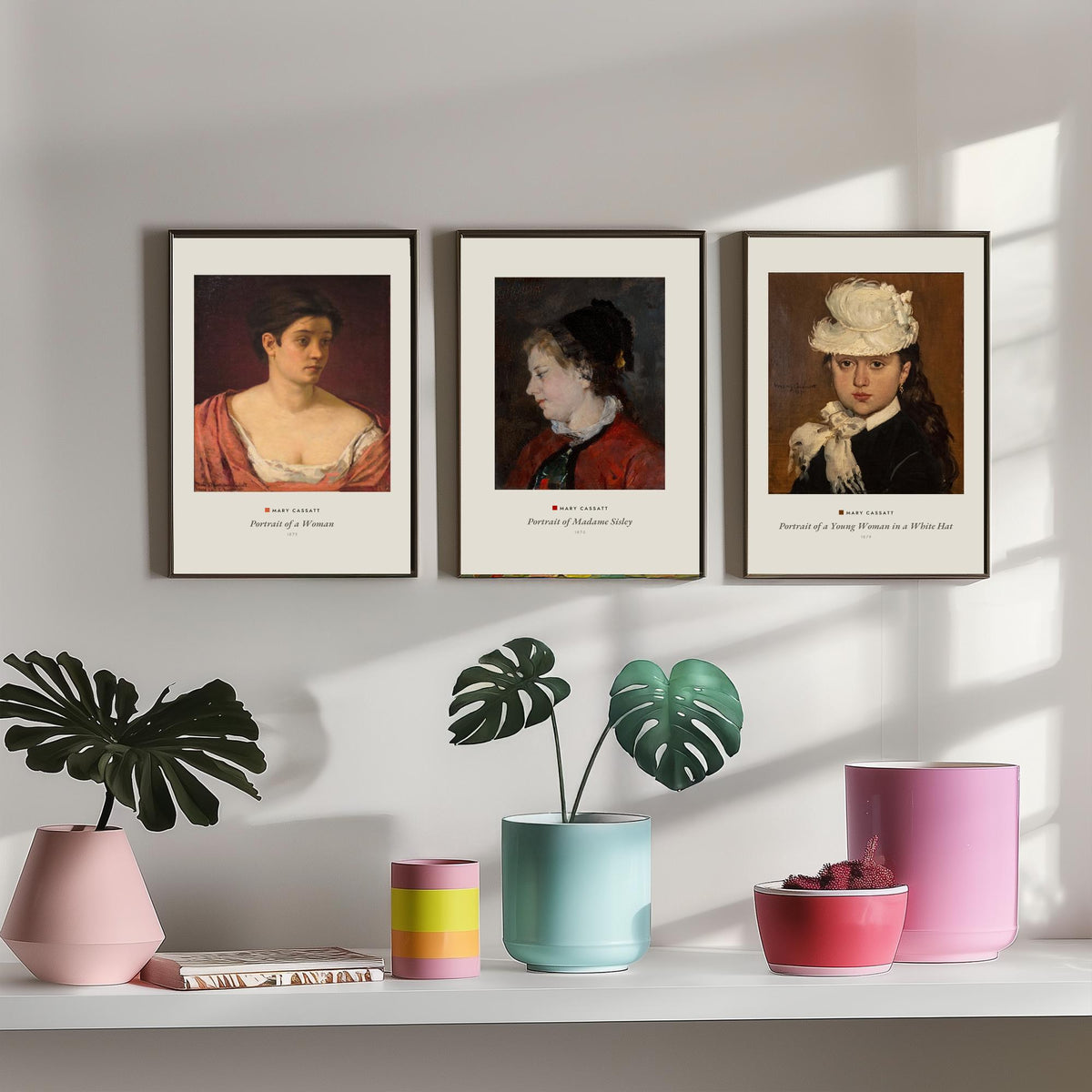Set of Three Mary Cassatt Art Prints - 3 Portrait Paintings - Poster Giclee Museum - Portrait of a Woman Madame Sisley Woman in a White Hat