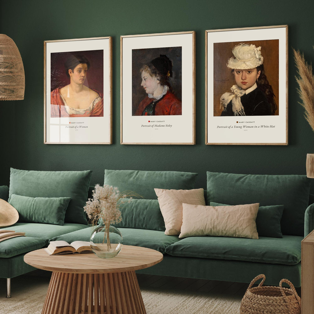 Set of Three Mary Cassatt Art Prints - 3 Portrait Paintings - Poster Giclee Museum - Portrait of a Woman Madame Sisley Woman in a White Hat