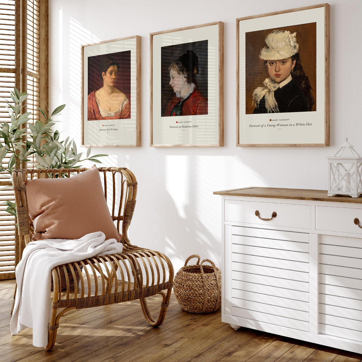 Set of Three Mary Cassatt Art Prints - 3 Portrait Paintings - Poster Giclee Museum - Portrait of a Woman Madame Sisley Woman in a White Hat