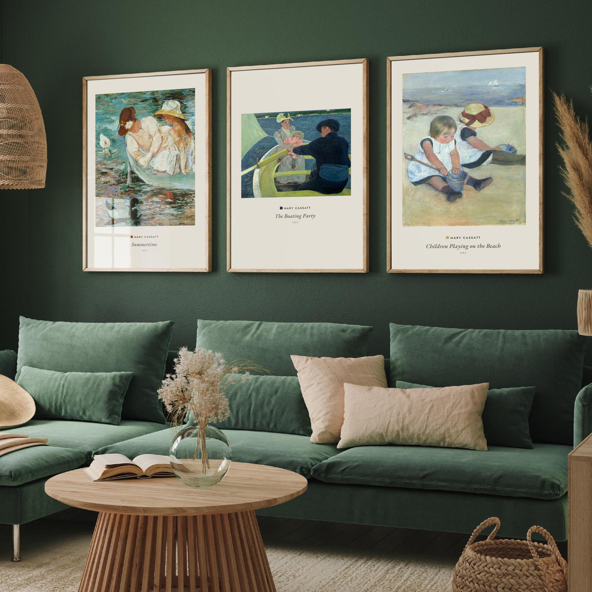 Set of Three Mary Cassatt Art Prints - 3 Summer Beach Paintings - Poster Giclee Museum - Summertime The Boating Party Children on the Beach
