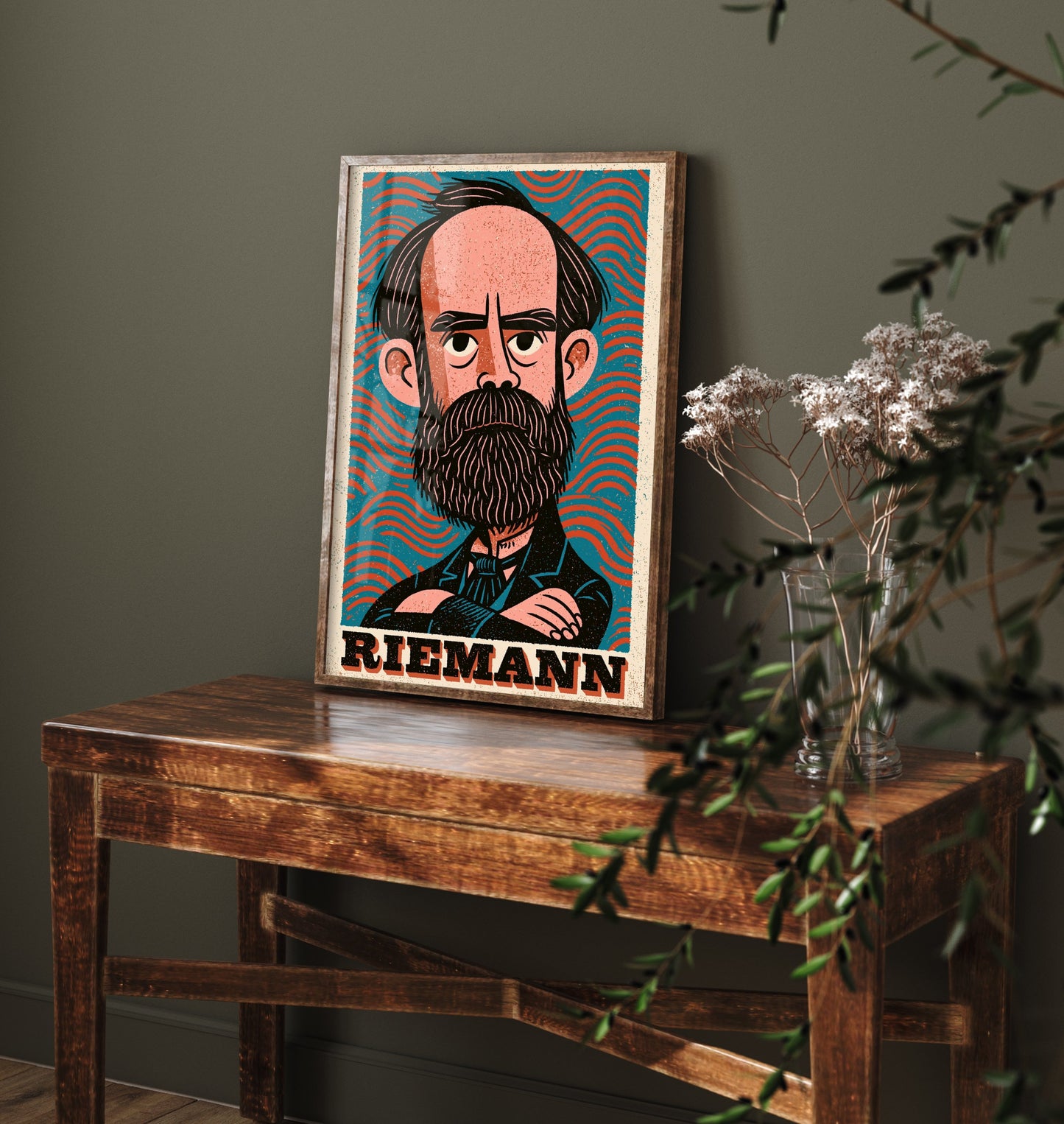 Bernhard Riemann Art Print - Mathematician Portrait Poster - Bold Woodcut Illustration - Maths Science 1/3