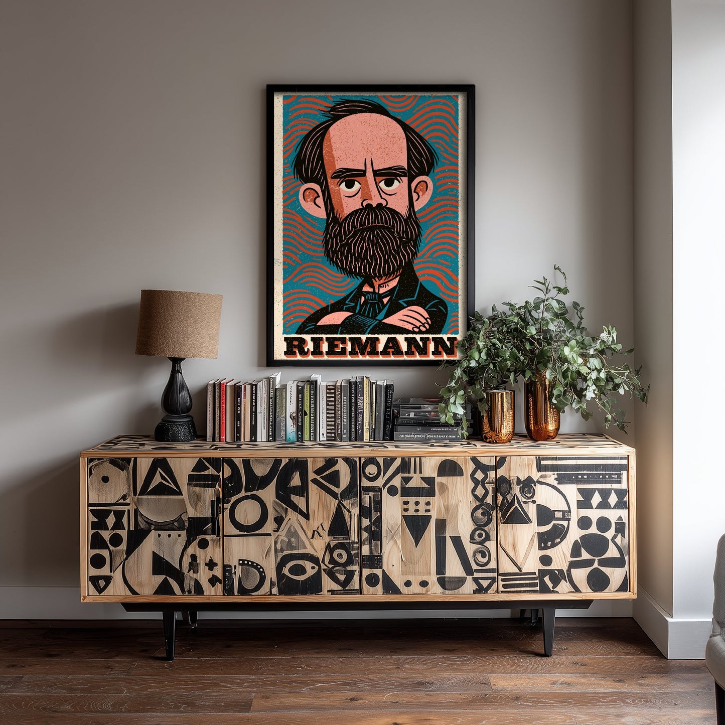Bernhard Riemann Art Print - Mathematician Portrait Poster - Bold Woodcut Illustration - Maths Science 1/3