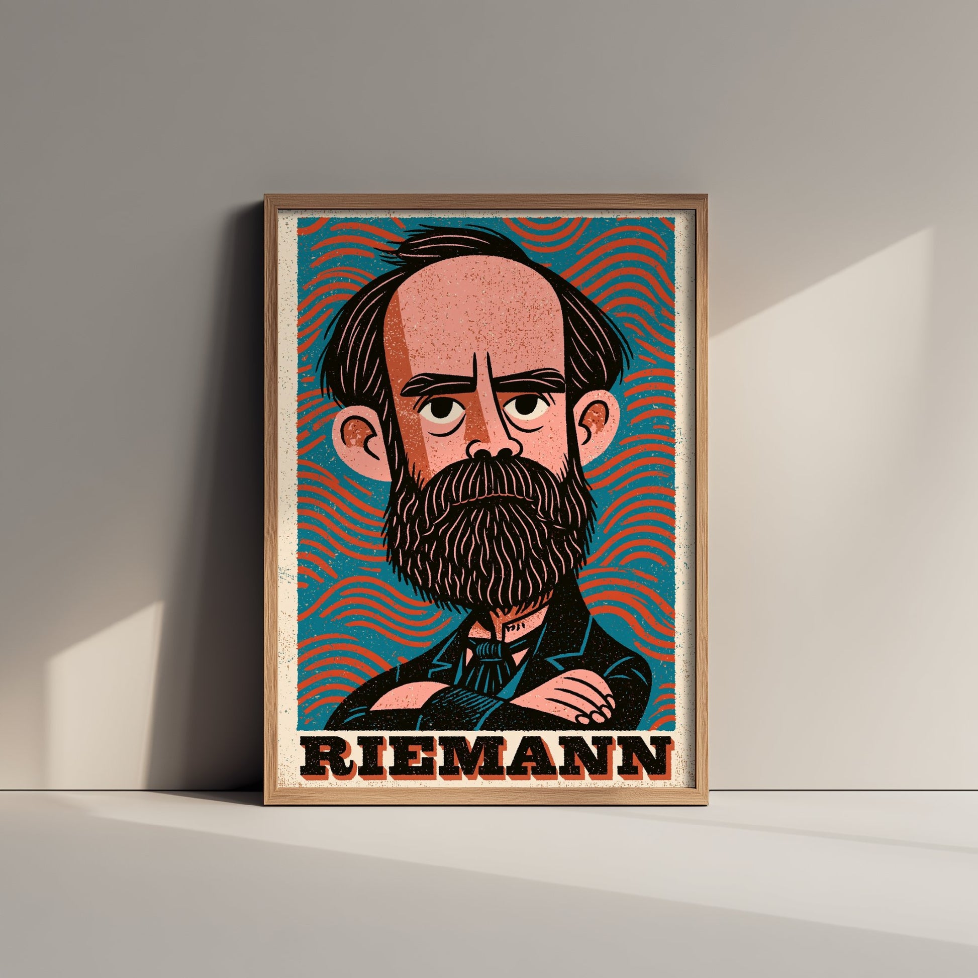 Bernhard Riemann Art Print - Mathematician Portrait Poster - Bold Woodcut Illustration - Maths Science 1/3
