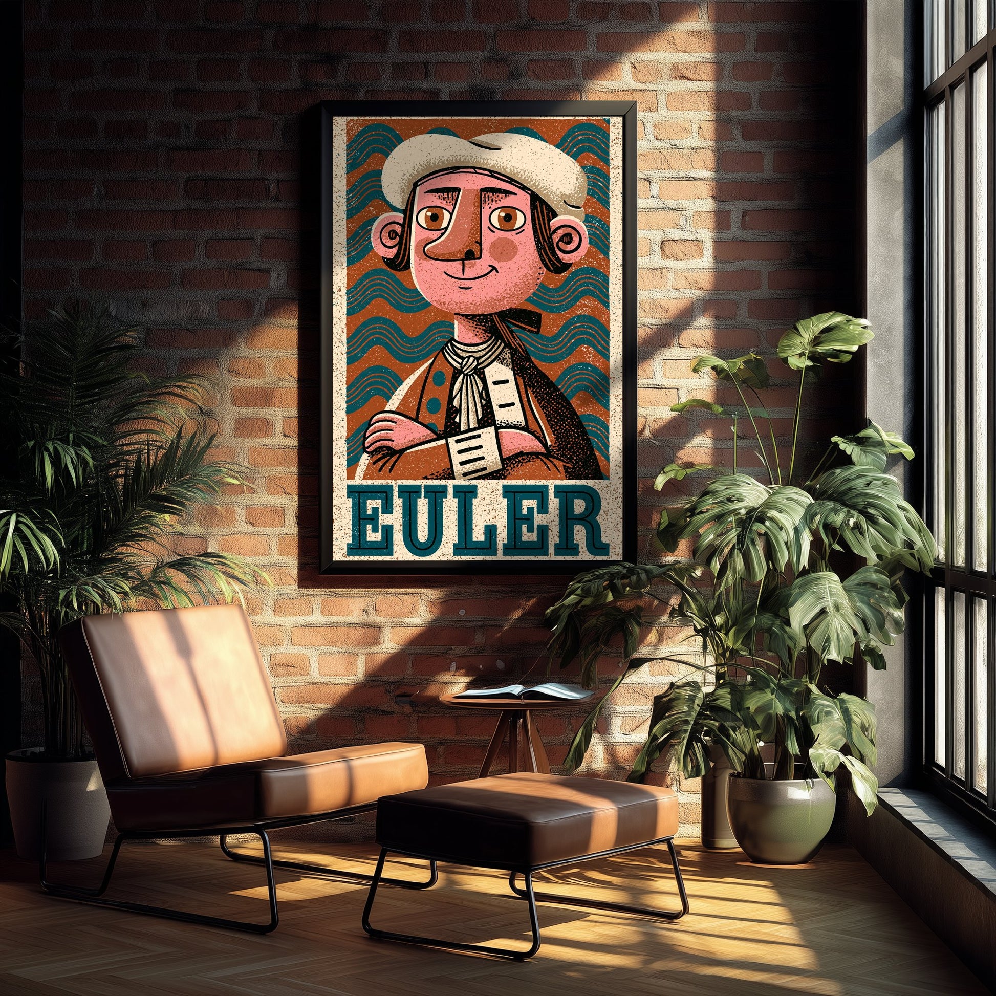 Leonhard Euler Art Print - Mathematician Portrait Poster - Bold Woodcut Illustration - Maths Science 3/3