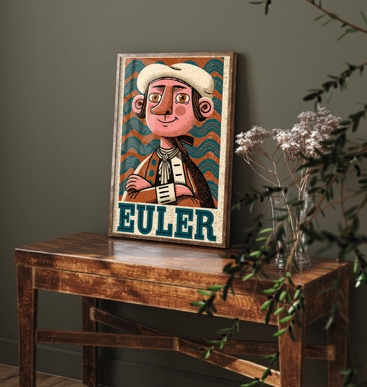 Leonhard Euler Art Print - Mathematician Portrait Poster - Bold Woodcut Illustration - Maths Science 3/3
