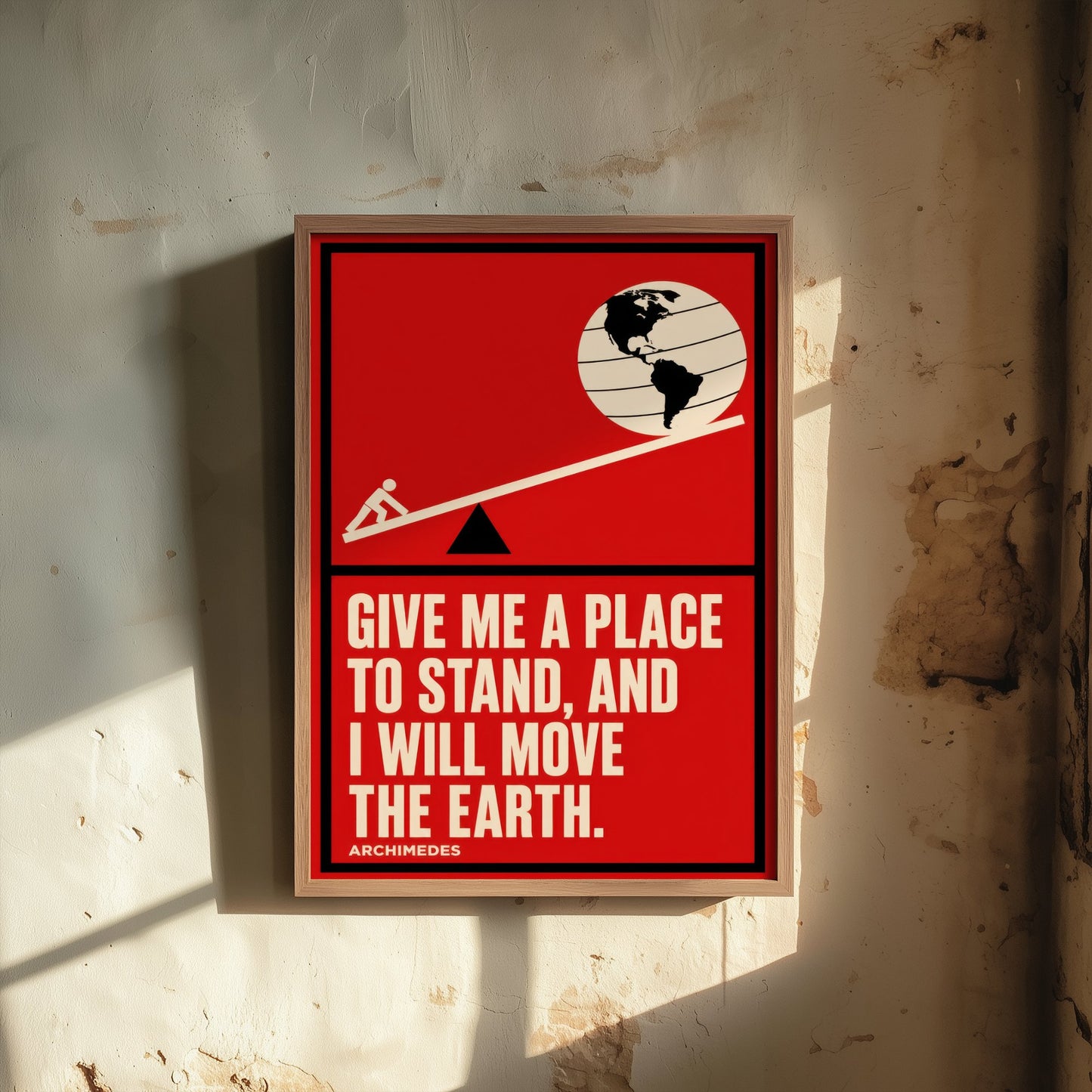 Archimedes Quote Art Print - Give Me a Place to Stand and I Will Move the Earth - Maths Poster Illustration V1 1/3
