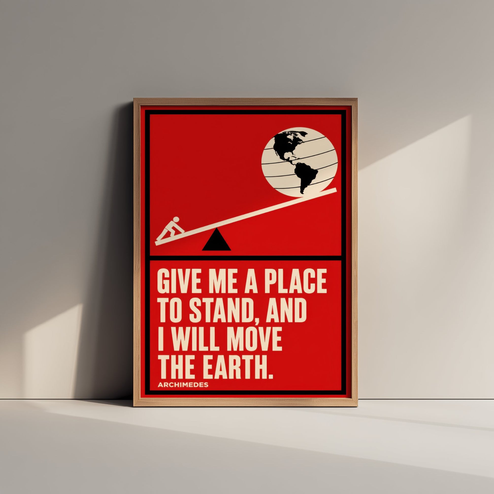 Archimedes Quote Art Print - Give Me a Place to Stand and I Will Move the Earth - Maths Poster Illustration V1 1/3