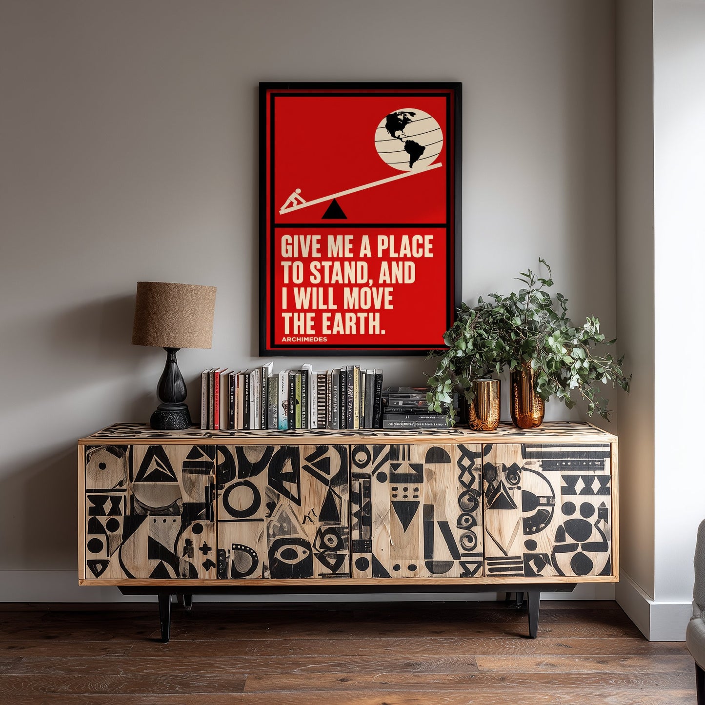 Archimedes Quote Art Print - Give Me a Place to Stand and I Will Move the Earth - Maths Poster Illustration V1 1/3