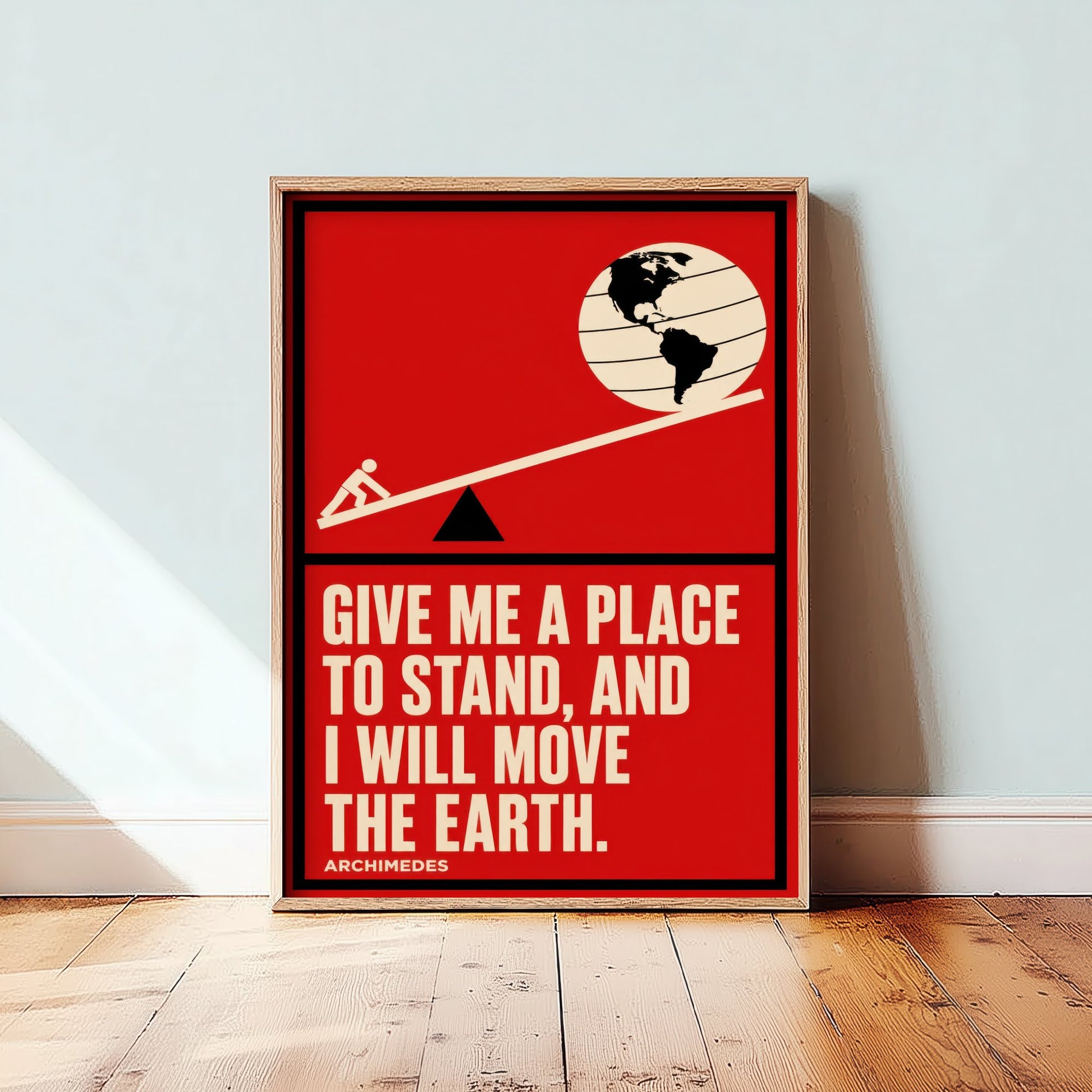 Archimedes Quote Art Print - Give Me a Place to Stand and I Will Move the Earth - Maths Poster Illustration V1 1/3