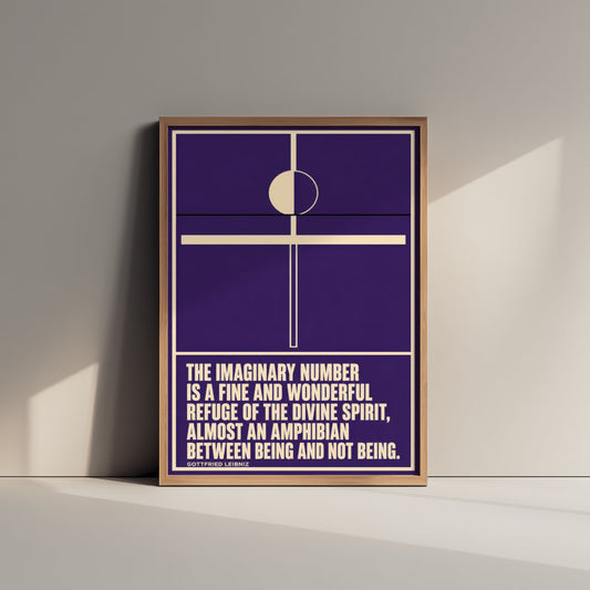 Gottfried Leibniz Quote Art Print - Imaginary Number Refuge of the Divine Spirit - Maths Poster Illustration V1 2/3