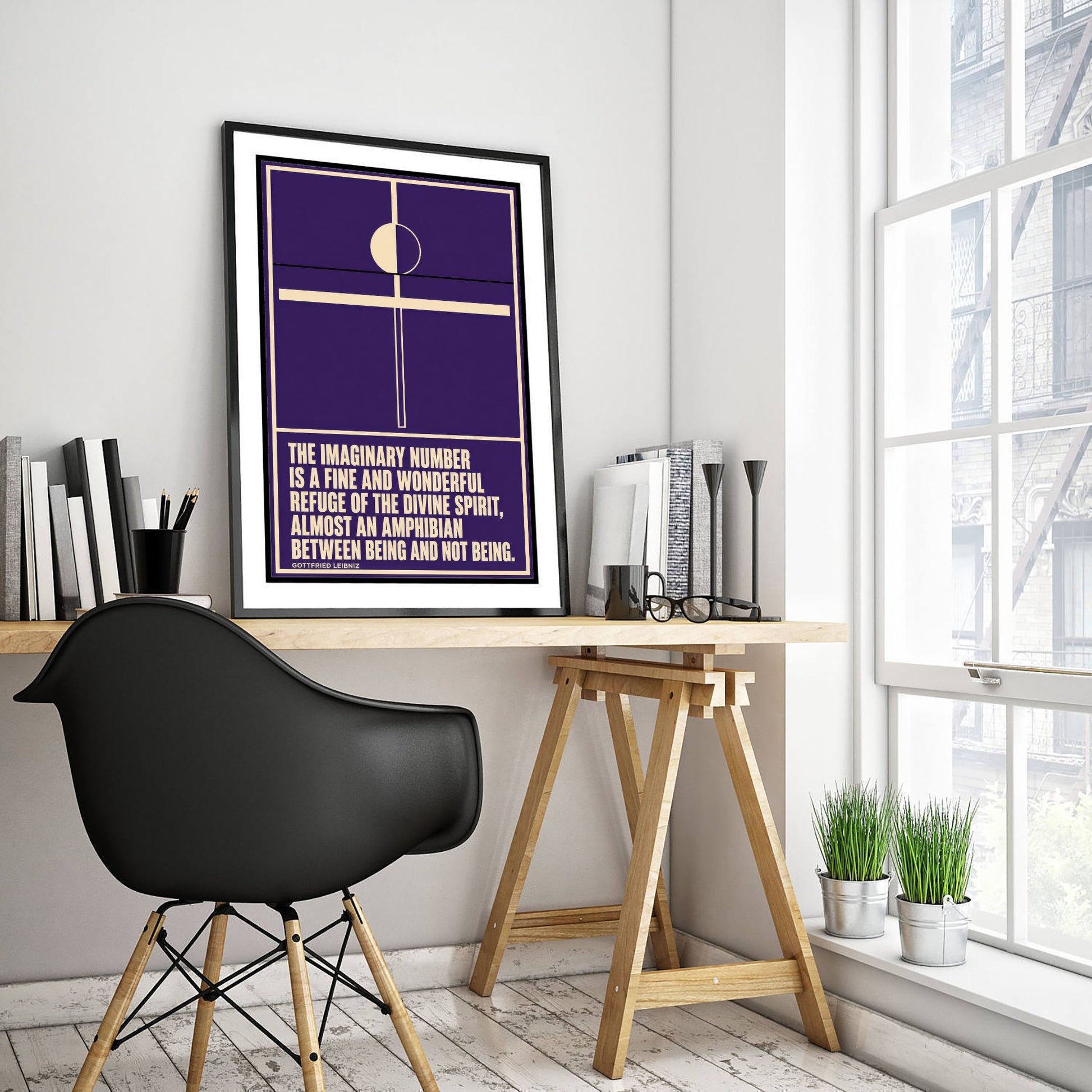 Gottfried Leibniz Quote Art Print - Imaginary Number Refuge of the Divine Spirit - Maths Poster Illustration V1 2/3