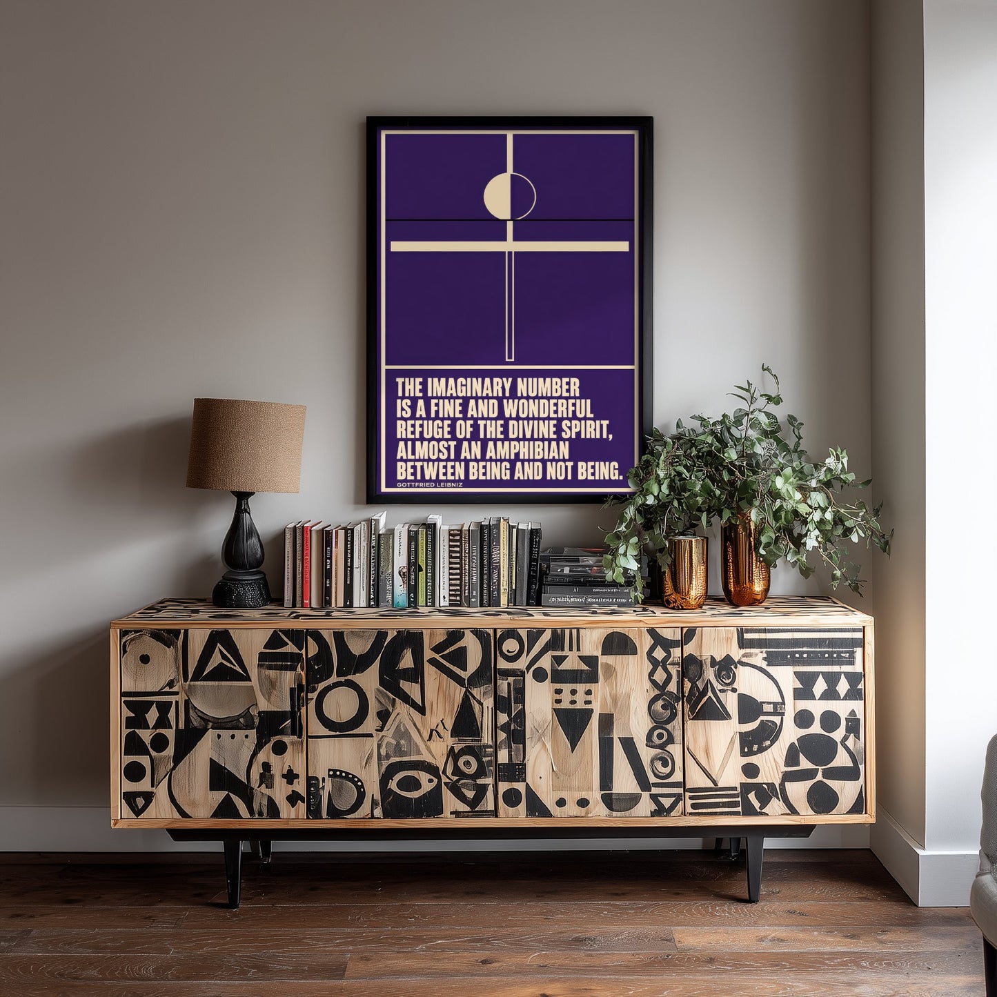Gottfried Leibniz Quote Art Print - Imaginary Number Refuge of the Divine Spirit - Maths Poster Illustration V1 2/3