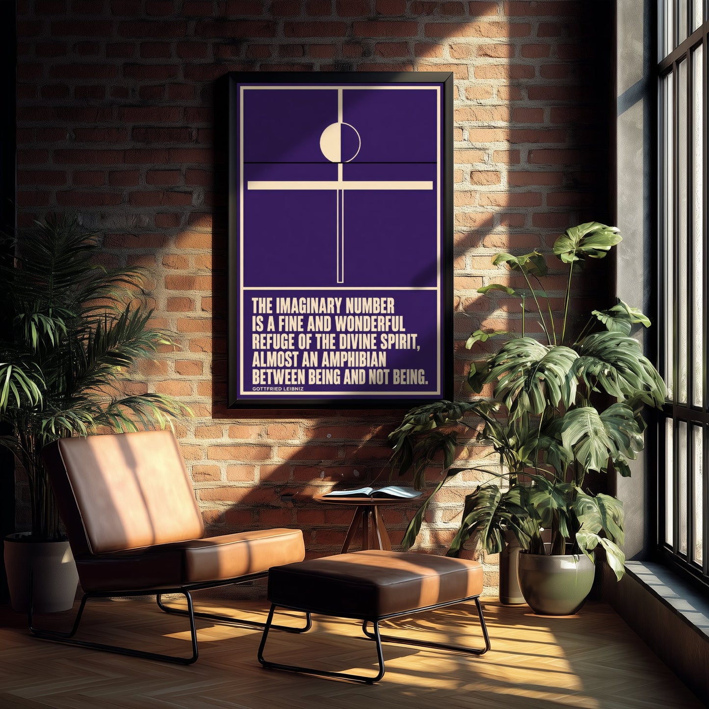 Gottfried Leibniz Quote Art Print - Imaginary Number Refuge of the Divine Spirit - Maths Poster Illustration V1 2/3