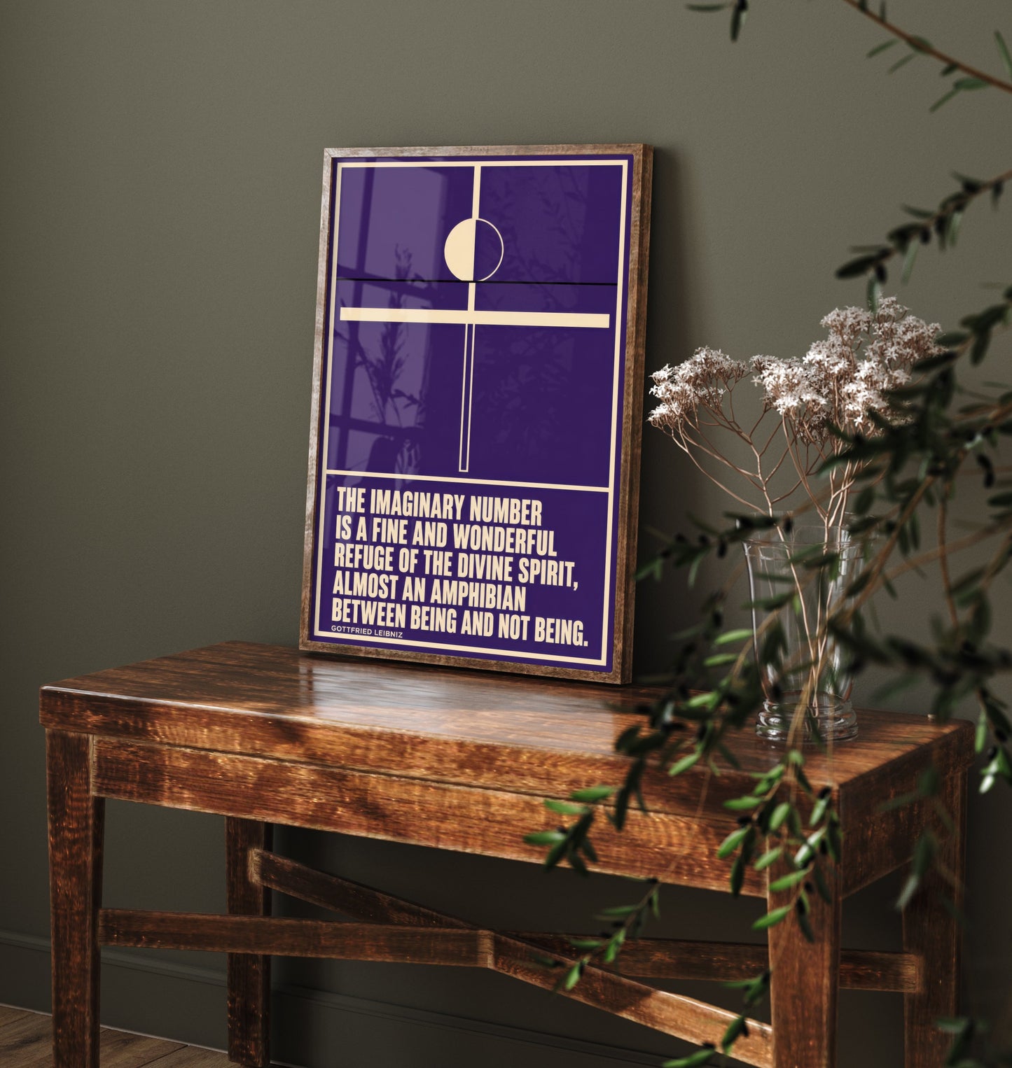 Gottfried Leibniz Quote Art Print - Imaginary Number Refuge of the Divine Spirit - Maths Poster Illustration V1 2/3