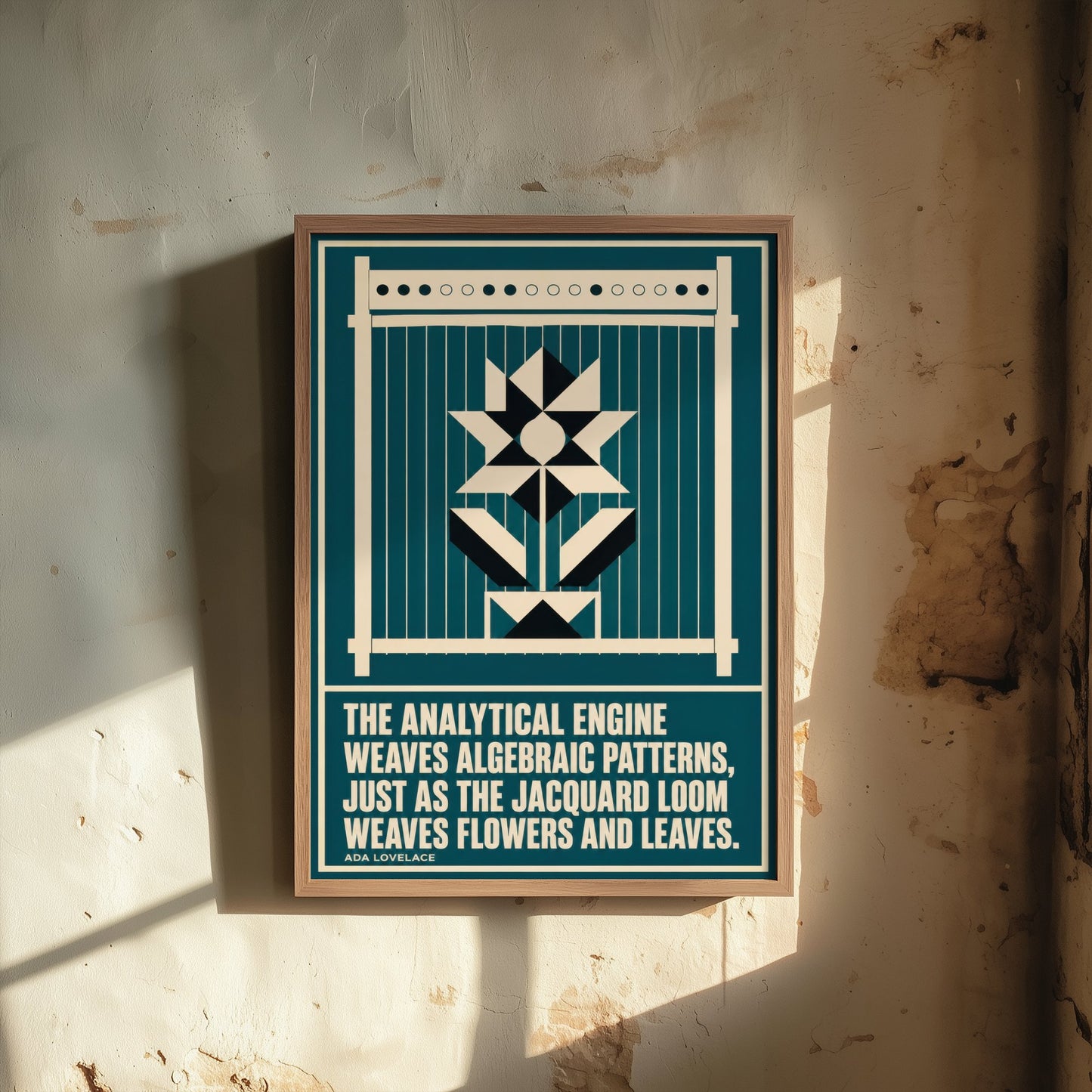 Ada Lovelace Quote Art Print - The Analytical Engine Weaves Algebraic Patterns - Maths Poster Illustration V2 1/3