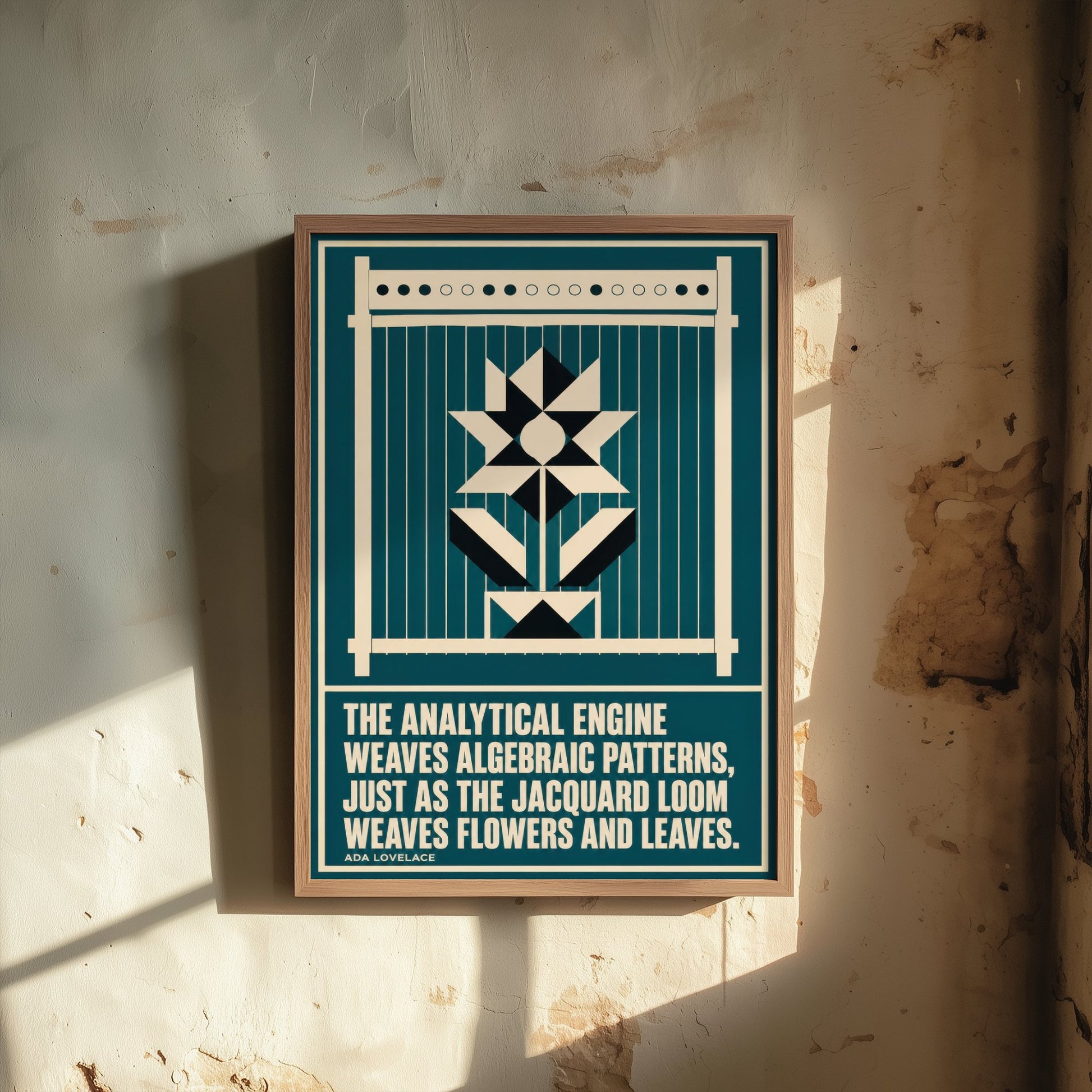 Ada Lovelace Quote Art Print - The Analytical Engine Weaves Algebraic Patterns - Maths Poster Illustration V2 1/3