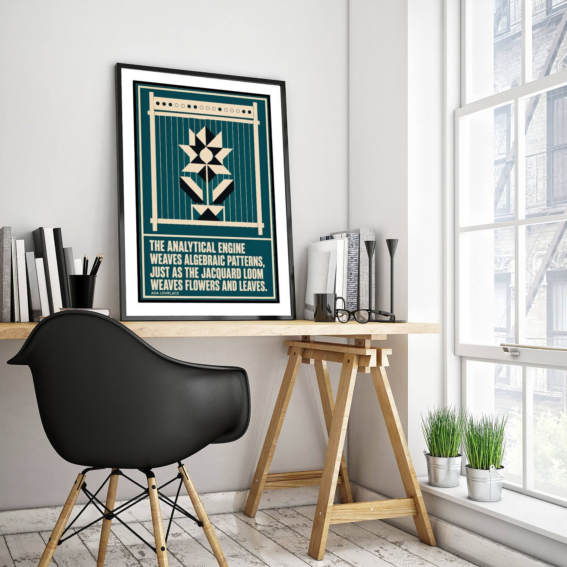 Ada Lovelace Quote Art Print - The Analytical Engine Weaves Algebraic Patterns - Maths Poster Illustration V2 1/3