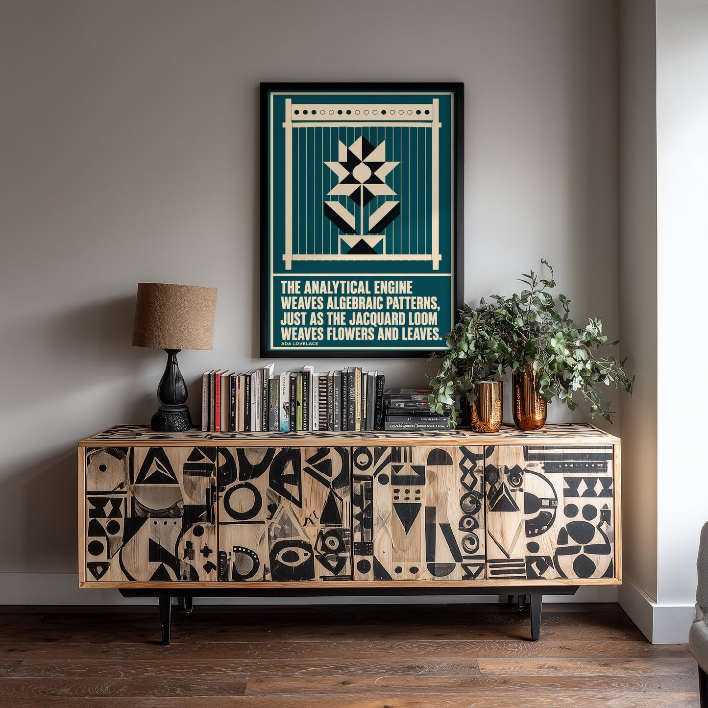Ada Lovelace Quote Art Print - The Analytical Engine Weaves Algebraic Patterns - Maths Poster Illustration V2 1/3