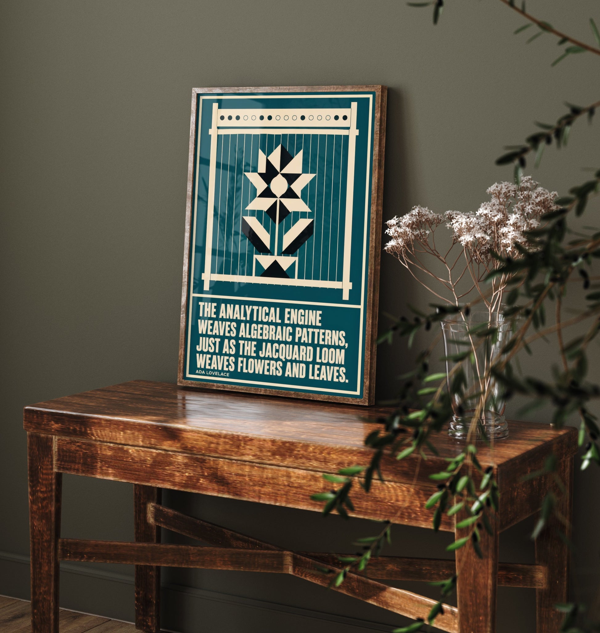 Ada Lovelace Quote Art Print - The Analytical Engine Weaves Algebraic Patterns - Maths Poster Illustration V2 1/3
