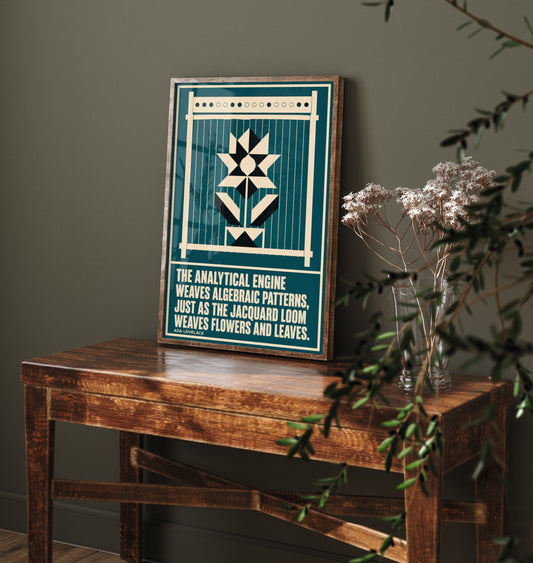 Ada Lovelace Quote Art Print - The Analytical Engine Weaves Algebraic Patterns - Maths Poster Illustration V2 1/3