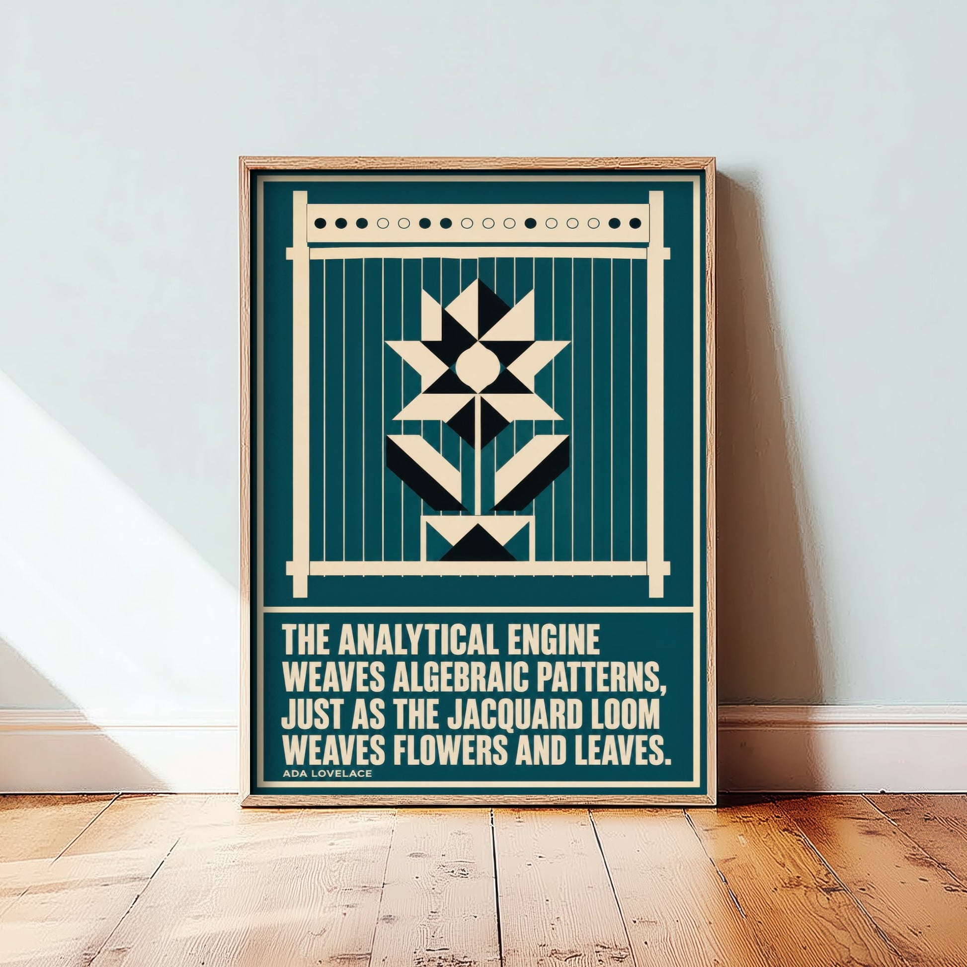 Ada Lovelace Quote Art Print - The Analytical Engine Weaves Algebraic Patterns - Maths Poster Illustration V2 1/3