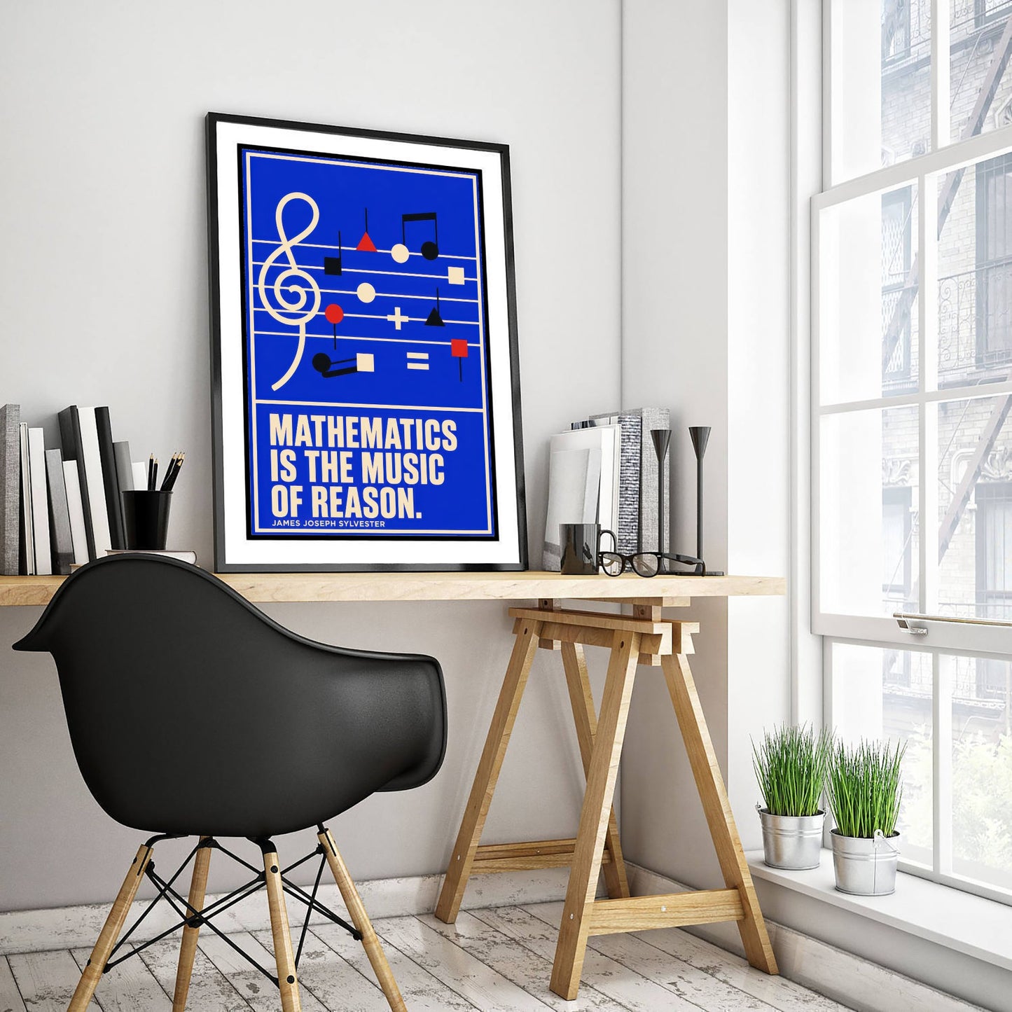James Joseph Sylvester Quote Art Print - Mathematics Is the Music of Reason - Maths Poster Illustration V2 2/3