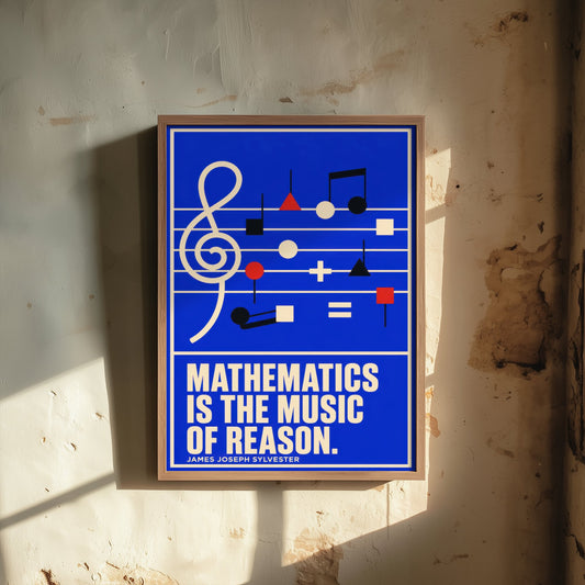 James Joseph Sylvester Quote Art Print - Mathematics Is the Music of Reason - Maths Poster Illustration V2 2/3