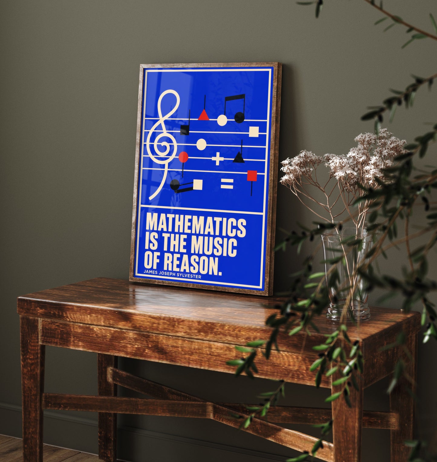 James Joseph Sylvester Quote Art Print - Mathematics Is the Music of Reason - Maths Poster Illustration V2 2/3