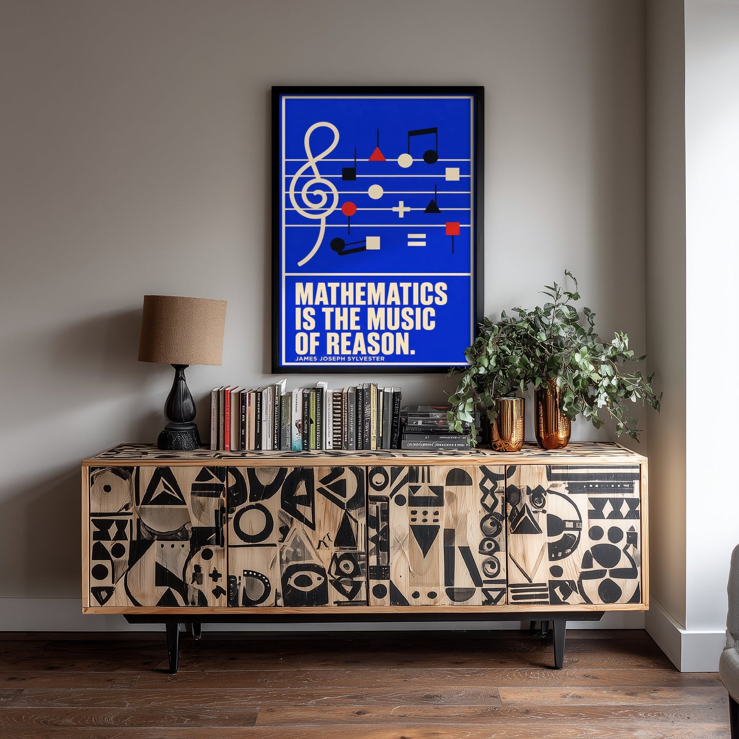 James Joseph Sylvester Quote Art Print - Mathematics Is the Music of Reason - Maths Poster Illustration V2 2/3