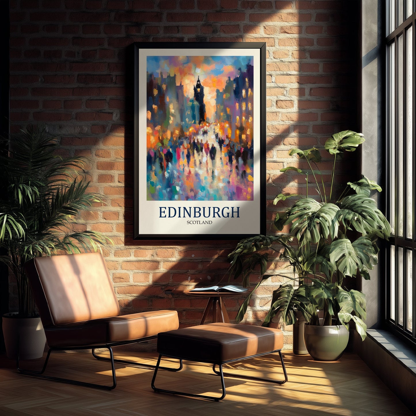 Edinburgh Scotland Travel Poster - Impressionist City Art Print - Colourful Street Painting - Capital City 1/3