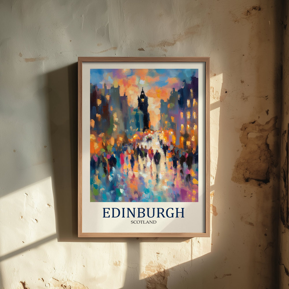 Edinburgh Scotland Travel Poster - Impressionist City Art Print - Colourful Street Painting - Capital City 1/3