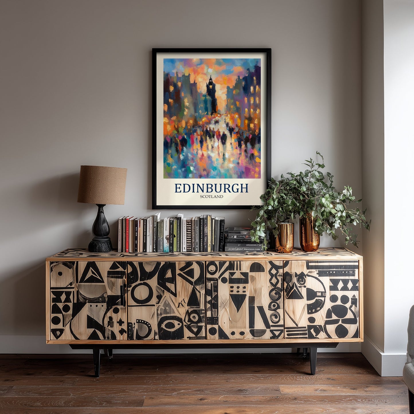 Edinburgh Scotland Travel Poster - Impressionist City Art Print - Colourful Street Painting - Capital City 1/3