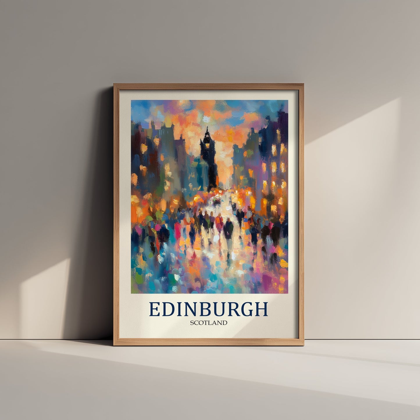 Edinburgh Scotland Travel Poster - Impressionist City Art Print - Colourful Street Painting - Capital City 1/3