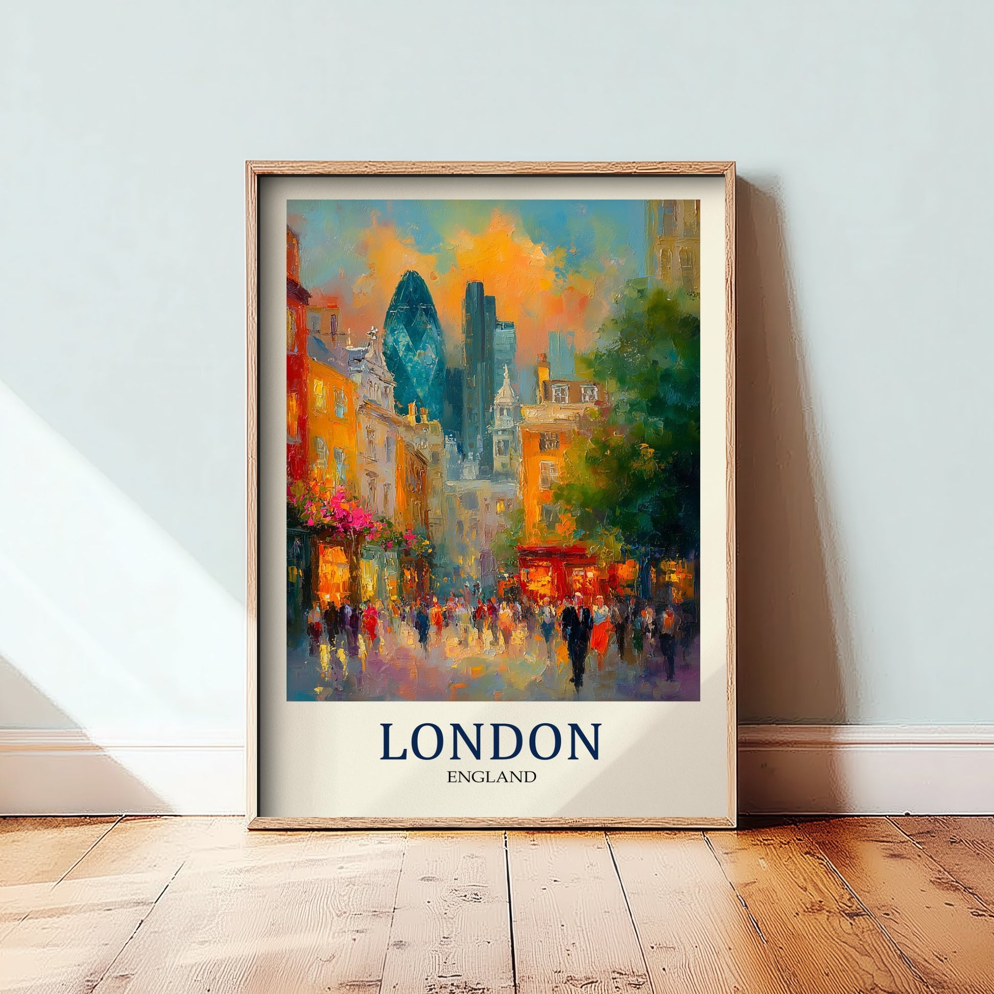 London England Travel Poster - Impressionist City Art Print - Colourful Street Painting - Capital City 2/3