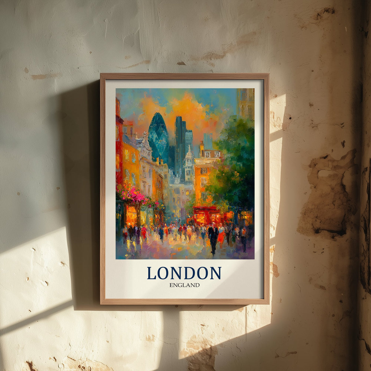 London England Travel Poster - Impressionist City Art Print - Colourful Street Painting - Capital City 2/3