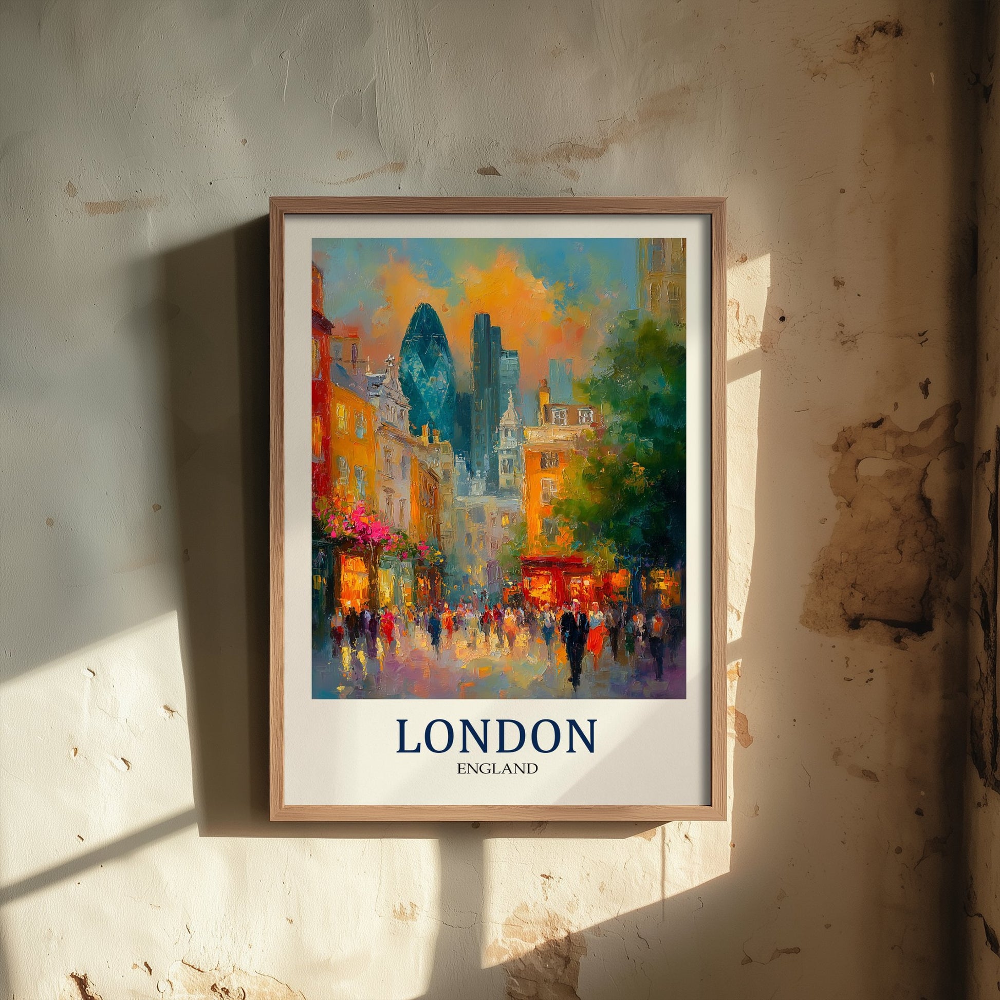 London England Travel Poster - Impressionist City Art Print - Colourful Street Painting - Capital City 2/3