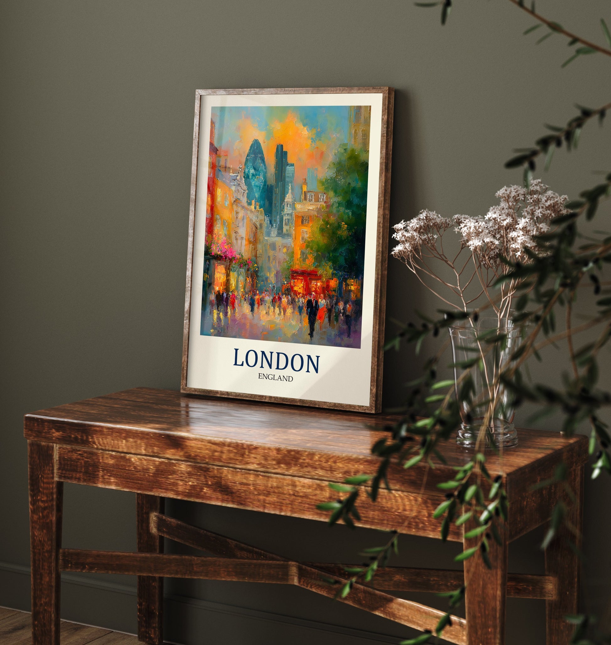 London England Travel Poster - Impressionist City Art Print - Colourful Street Painting - Capital City 2/3