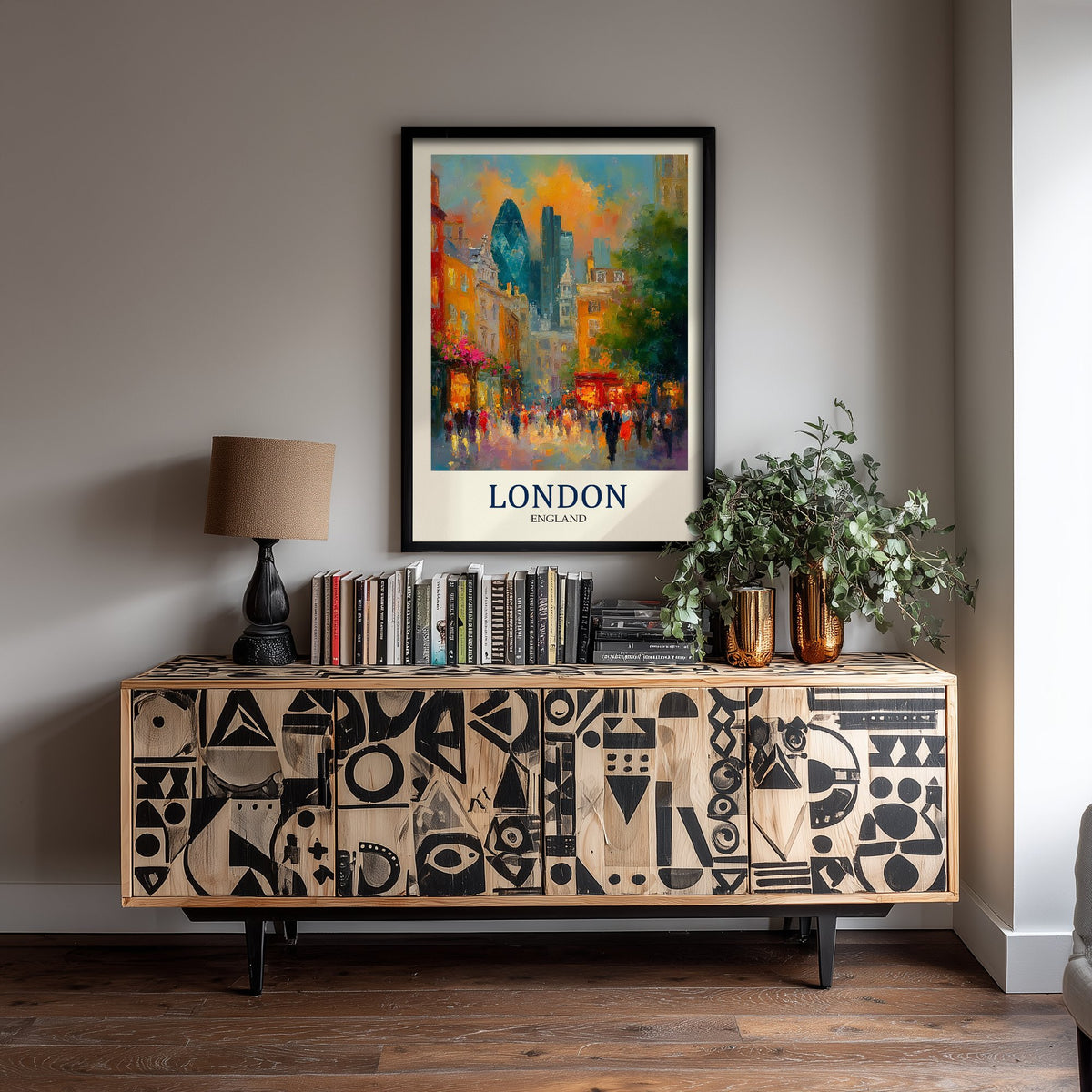 London England Travel Poster - Impressionist City Art Print - Colourful Street Painting - Capital City 2/3