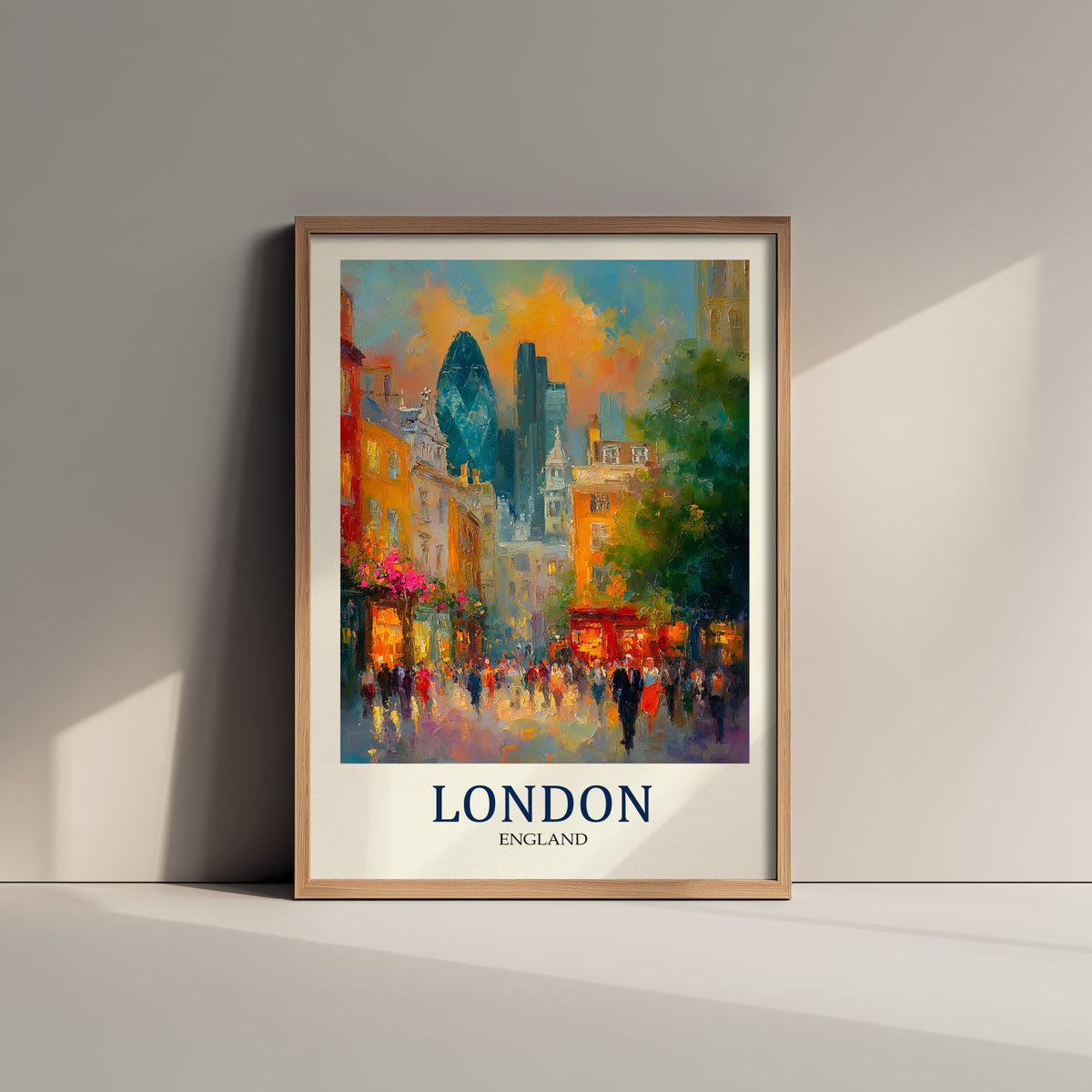 London England Travel Poster - Impressionist City Art Print - Colourful Street Painting - Capital City 2/3