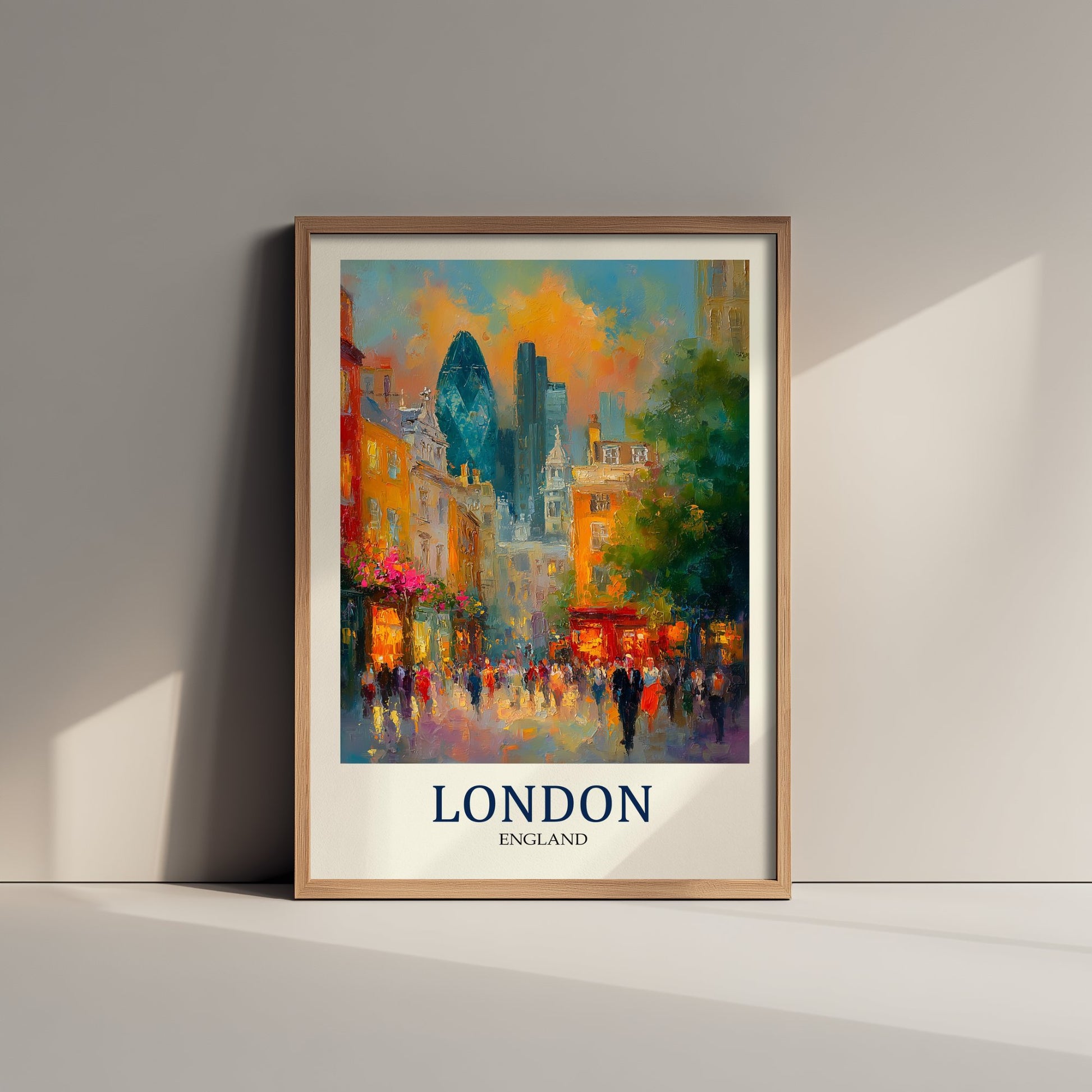 London England Travel Poster - Impressionist City Art Print - Colourful Street Painting - Capital City 2/3