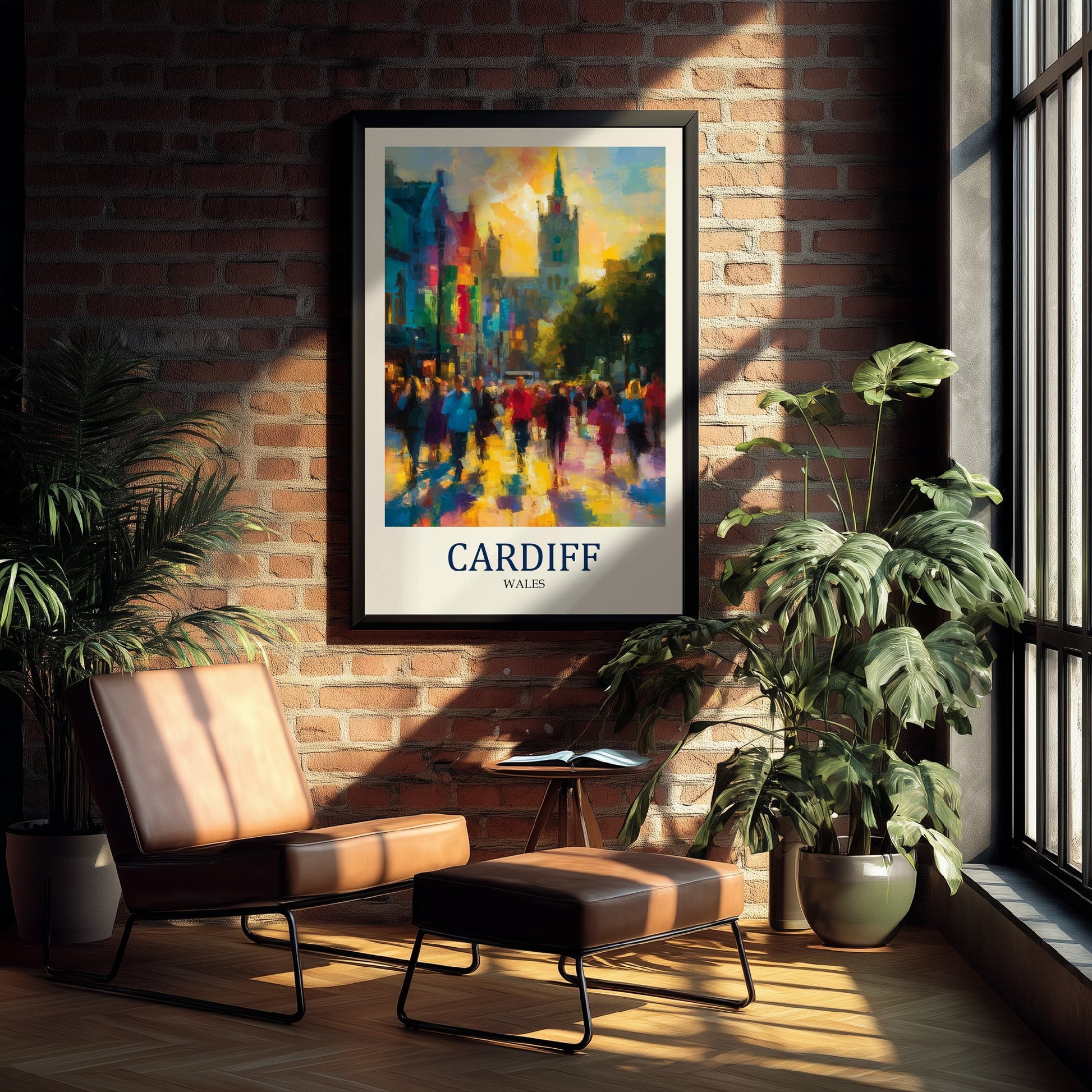 Cardiff Wales Travel Poster - Impressionist City Art Print - Colourful Street Painting - Capital City 3/3