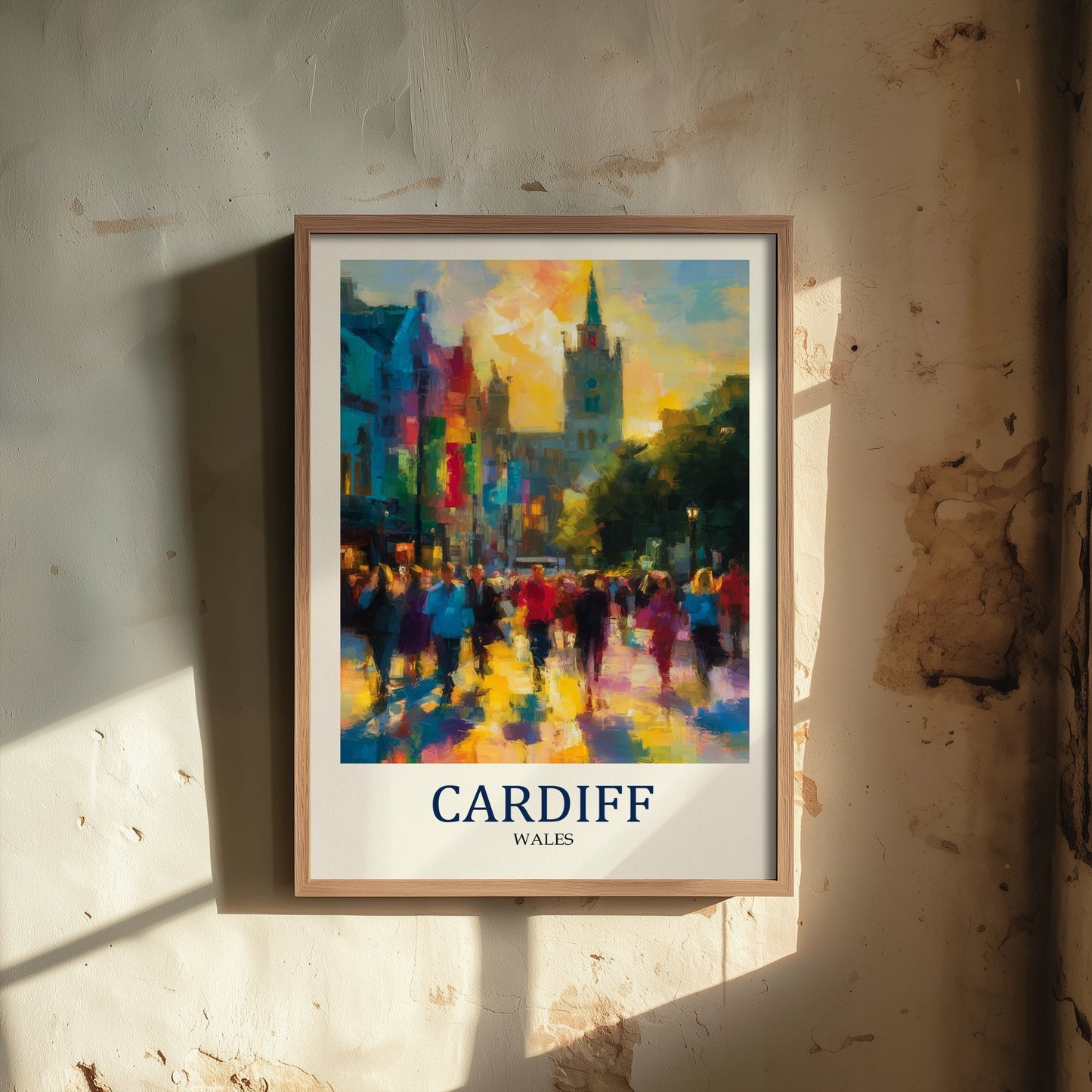 Cardiff Wales Travel Poster - Impressionist City Art Print - Colourful Street Painting - Capital City 3/3