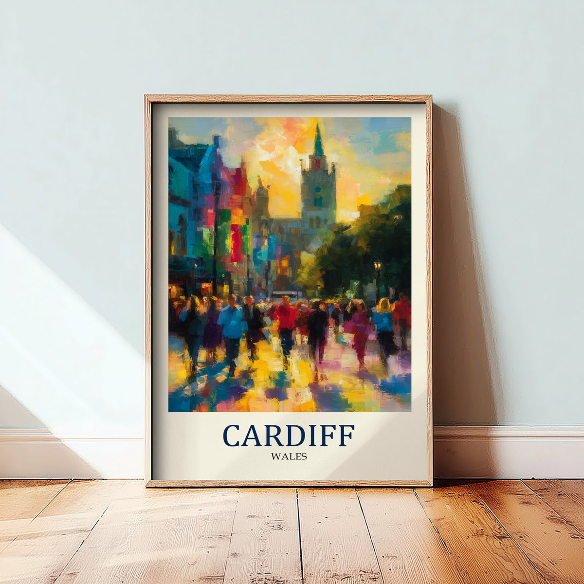 Cardiff Wales Travel Poster - Impressionist City Art Print - Colourful Street Painting - Capital City 3/3